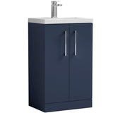Nuie Arno Compact 500mm Floor Standing 2 Door Vanity Unit & Basin Midnight Blue PAL034