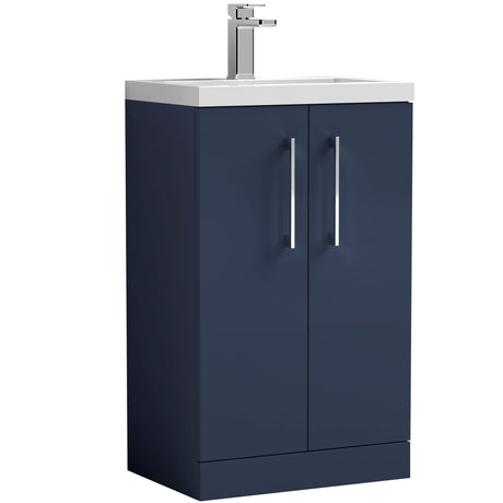 Nuie Arno Compact 500mm Floor Standing 2 Door Vanity Unit & Basin Midnight Blue PAL034