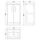 Nuie Arno Compact 500mm Floor Standing 2 Door Vanity Unit & Basin Midnight Blue PAL034E LD