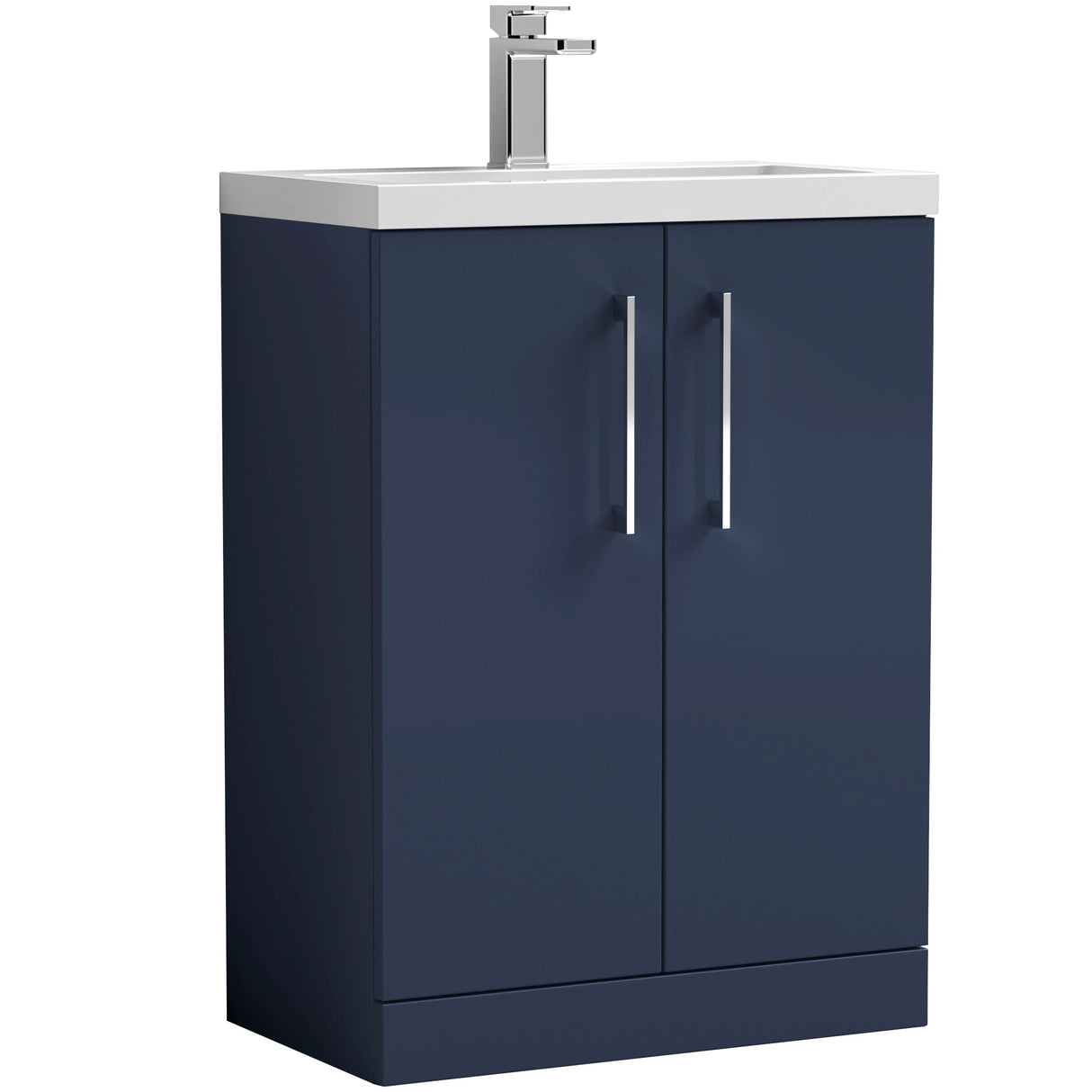 Nuie Arno Compact 600mm Floor Standing 2 Door Vanity Unit & Basin Midnight Blue PAL035
