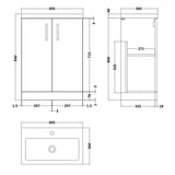 Nuie Arno Compact 600mm Floor Standing 2 Door Vanity Unit & Basin Midnight Blue PAL035 LD