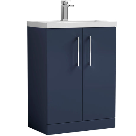 Nuie Arno Compact 600mm Floor Standing 2 Door Vanity Unit & Basin Midnight Blue PAL035E