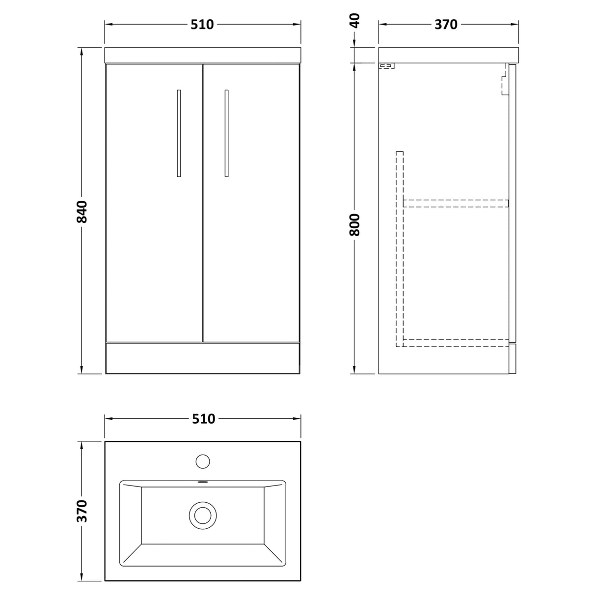 Nuie Arno Compact 500mm Floor Standing 2 Door Vanity Unit & Basin Satin Green PAL118E LD