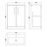 Nuie Arno Compact 600mm Floor Standing 2 Door Vanity Unit & Basin Satin Green PAL119 LD