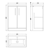 Nuie Arno Compact 600mm Floor Standing 2 Door Vanity Unit & Basin Satin Green PAL119E LD