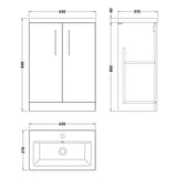 Nuie Arno Compact 600mm Floor Standing 2 Door Vanity Unit & Basin Solace Oak PAL123E LD