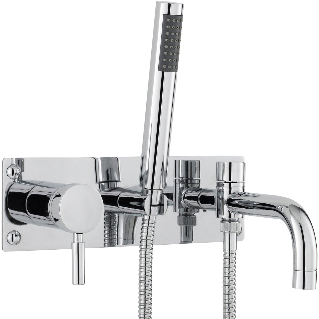 Hudson Reed Tec Lever Wall Mounted Bath Shower Mixer Tap With Shower Kit Chrome PK350