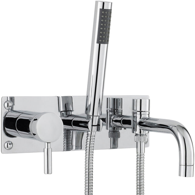 Hudson Reed Tec Lever Wall Mounted Bath Shower Mixer Tap With Shower Kit Chrome PK350