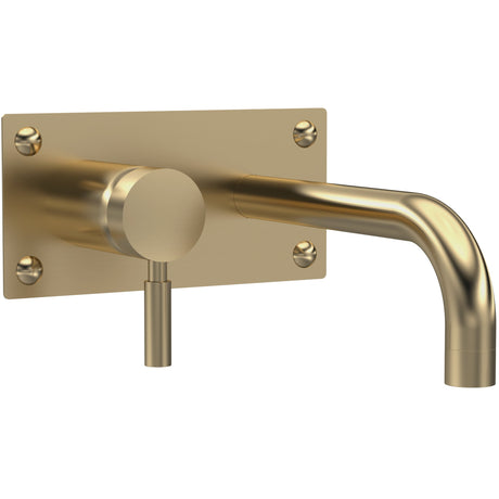 Hudson Reed Tec Lever 2-Hole Wall Mounted Basin Mixer / Bath Filler Tap With Plate Brushed Brass PK828