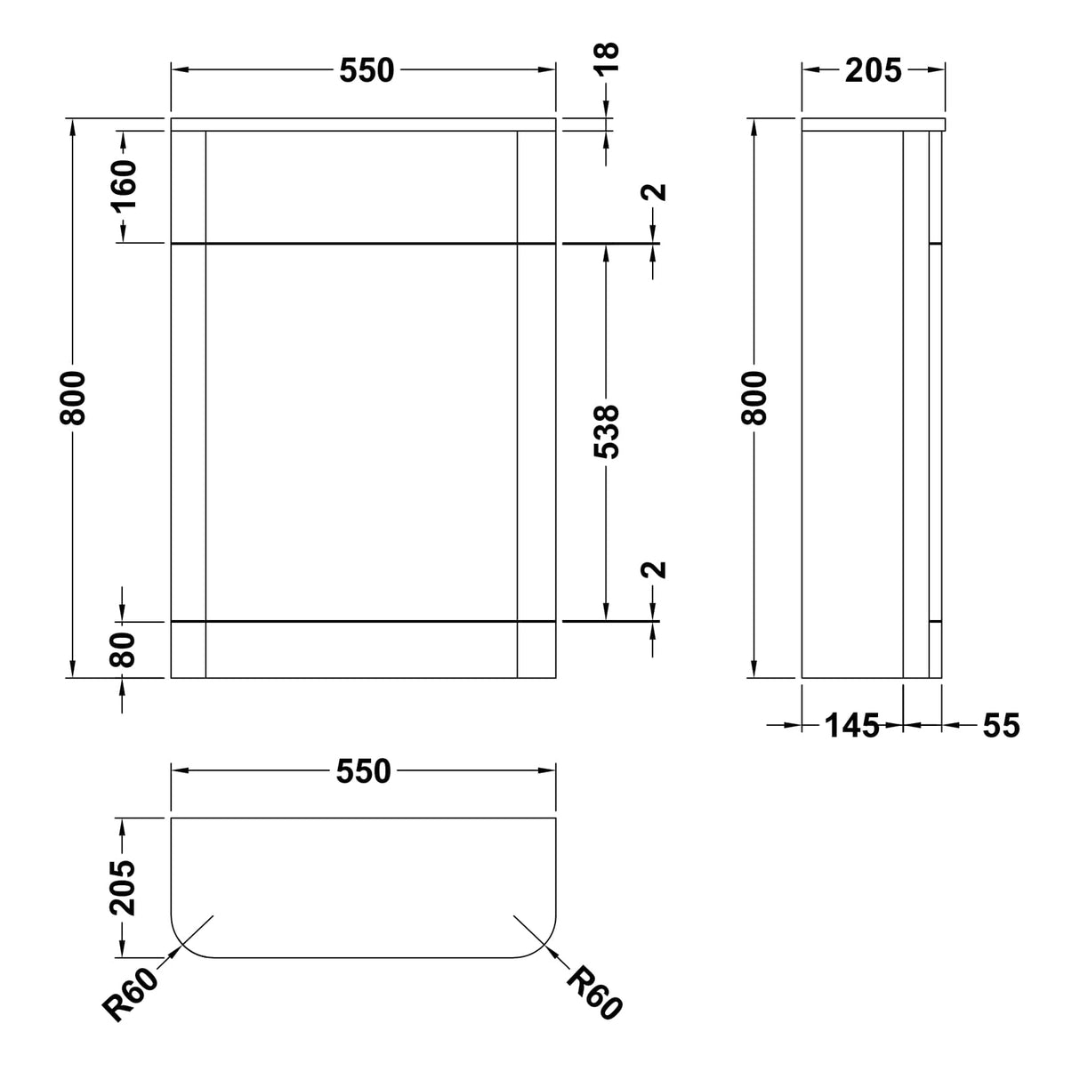 Nuie Parade WC Unit W550mm Gloss White PMP141 LD