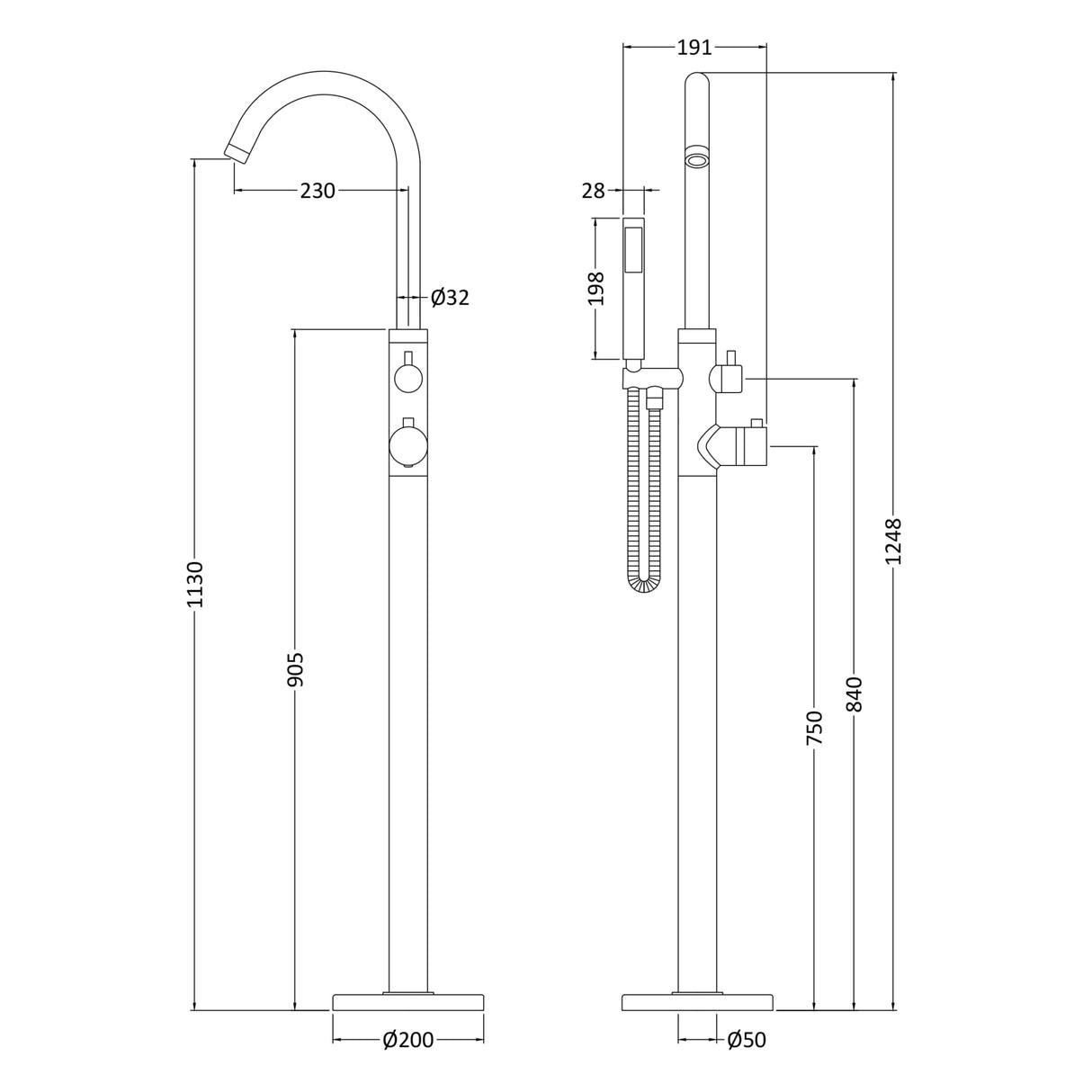 Hudson Reed Tec Lever Thermostatic Freestanding Bath Shower Mixer Tap with Shower Kit Chrome PN322 LD