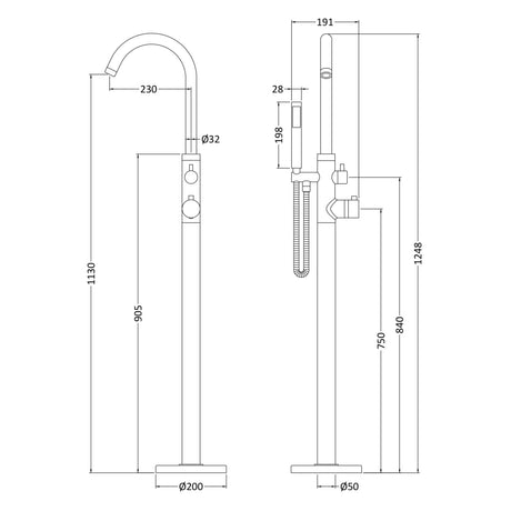 Hudson Reed Tec Lever Thermostatic Freestanding Bath Shower Mixer Tap with Shower Kit Chrome PN322 LD