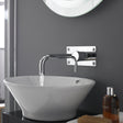 Hudson Reed Tec Lever 2-Hole Wall Mounted Basin Mixer / Bath Filler Tap With Plate Chrome PK328 LS