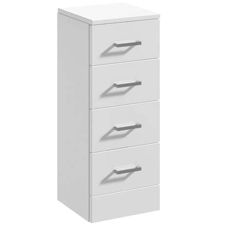 Nuie Mayford Floor Mounted 4 Drawer Storage Unit W300 x D330mm Gloss White PRC134