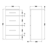 Nuie Mayford Floor Mounted 3 Drawer Storage Unit W350 x D300mm Gloss White PRC135 LD