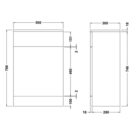 Nuie Mayford WC Unit W500 x D300mm Gloss White PRC141 LD