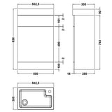 Nuie Athena Slimline Combined 2in1 Basin & Toilet Unit 500mm Gloss White Gloss White PRC141B LD