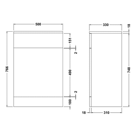 Nuie Mayford WC Unit W500 x D330mm Gloss White PRC142 LD