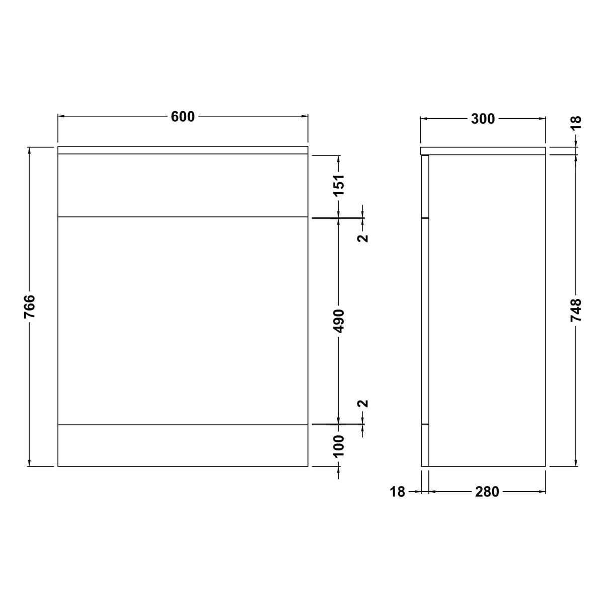 Nuie Mayford WC Unit W600 x D300mm Gloss White PRC143 LD