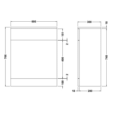 Nuie Mayford WC Unit W600 x D300mm Gloss White PRC143 LD