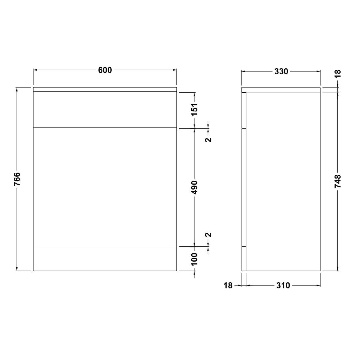 Nuie Mayford WC Unit W600 x D330mm Gloss White PRC144 LD