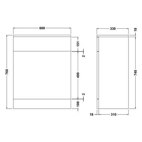 Nuie Mayford WC Unit W600 x D330mm Gloss White PRC144 LD