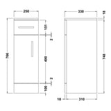 Nuie Mayford Floor Mounted 1 Drawer 1 Door Cupboard W250 x D330mm Gloss White PRC172 LD