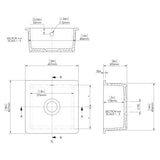 Nuie 1.0 Bowl Ceramic Undermount Kitchen Sink & Overflow 457 x 457 x 203mm - White