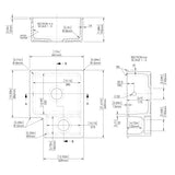 Nuie 1.5 Bowl Ceramic Undermount Kitchen Sink, Central Waste & Overflow 549 x 441 x 195mm Right-Handed - White PS130H22R LD