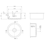 Nuie 1.0 Bowl Round Ceramic Undermount Kitchen Sink, Central Waste & Overflow 460 x 191mm - White PS18018 LD