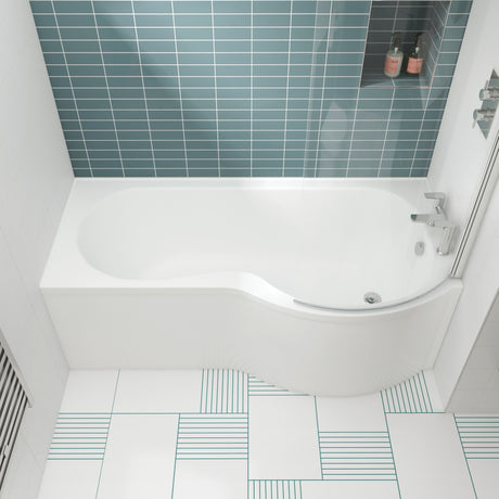 Nuie P-Shaped Shower Bath RH White LS1