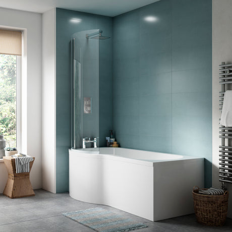 Nuie P-Shaped Shower Bath LH White LS2