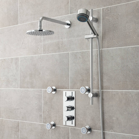 Nuie Round 2 Outlet Thermostatic Concealed Shower Valve Chrome QUEV53 LS3