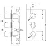 Nuie Round 2 Outlet Thermostatic Concealed Shower Valve Chrome QUEV53 LD
