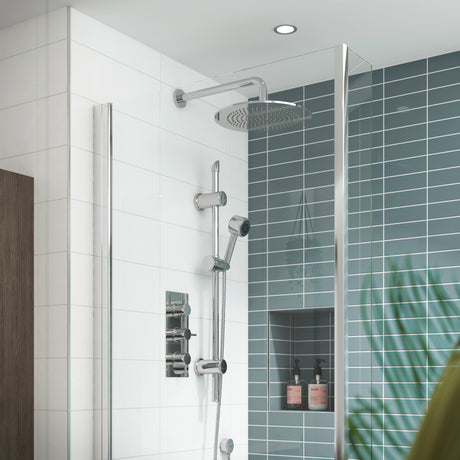 Nuie Round 2 Outlet Thermostatic Concealed Shower Valve Chrome QUEV53 LS1