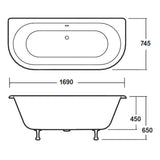 Old London Kenton Double Ended Freestanding Back To Wall Bath L1700 x W745mm - Corbel Leg Set RE1701T LD