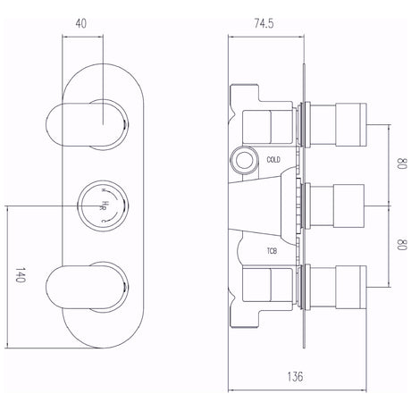 Hudson Reed Reign Round 2 Outlet Thermostatic Concealed Shower Valve Chrome REI3411 LD