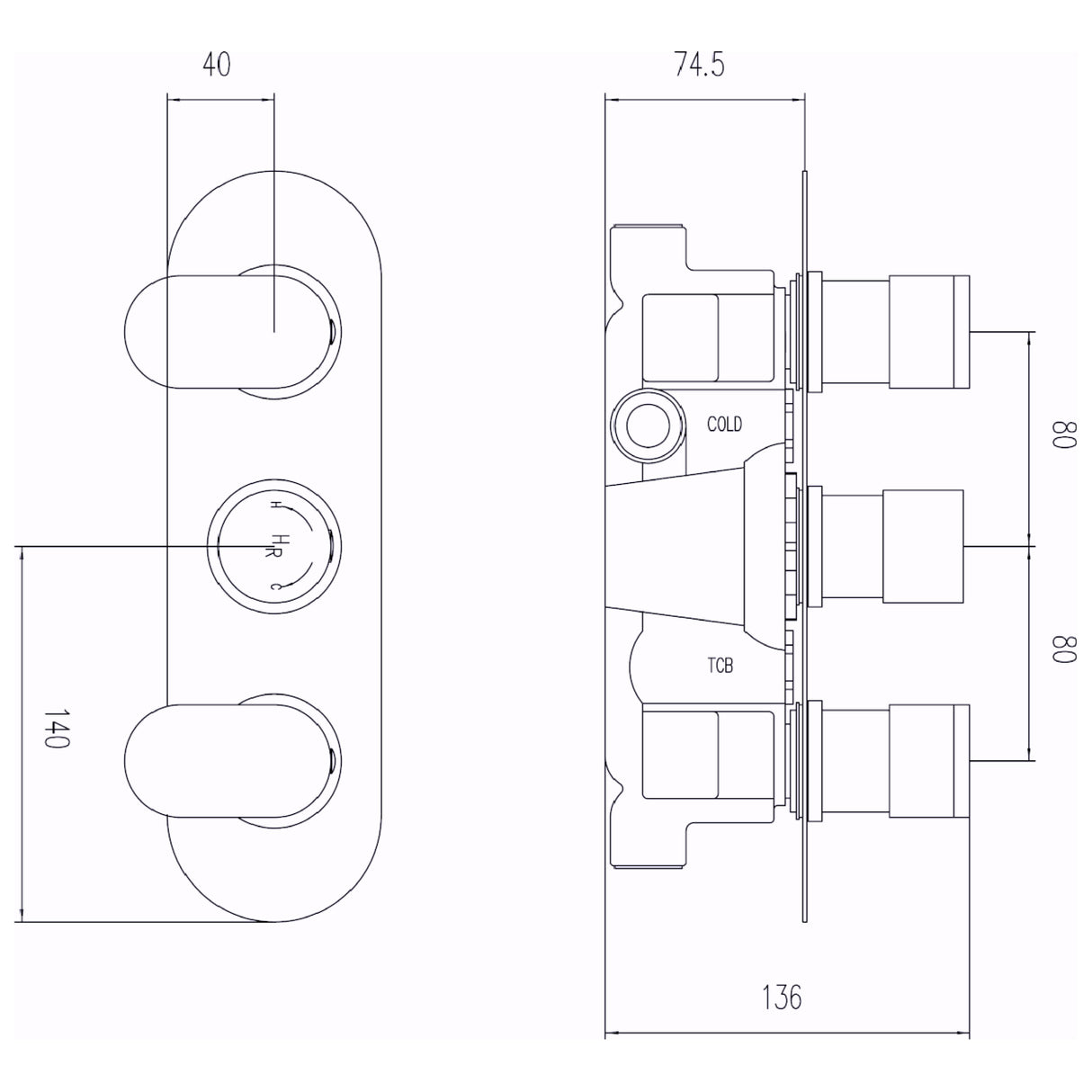 Hudson Reed Reign Round 3 Outlet Thermostatic Concealed Shower Valve With Diverter Chrome REI3417 LD