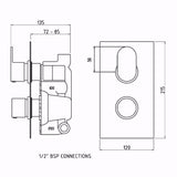 Hudson Reed Reign Twin 2 Outlet Thermostatic Concealed Shower Valve With Diverter Chrome REI3607 LD