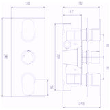 Hudson Reed Reign Triple 2 Outlet Thermostatic Concealed Shower Valve Chrome REI3611 LD
