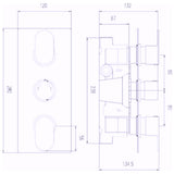 Hudson Reed Reign Triple 3 Outlet Thermostatic Concealed Shower Valve With Diverter Chrome REI3617 LD