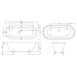 Old London Kingsbury Double Ended Freestanding Bath - Pride Leg Set RL1705C2 LD