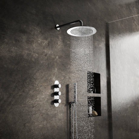 Hudson Reed Round Triple 2 Outlet Thermostatic Concealed Shower Valve Chrome RNDTR02 LS