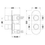Hudson Reed Round Twin 2 Outlet Thermostatic Concealed Shower Valve With Diverter Chrome RNDTW02 LD
