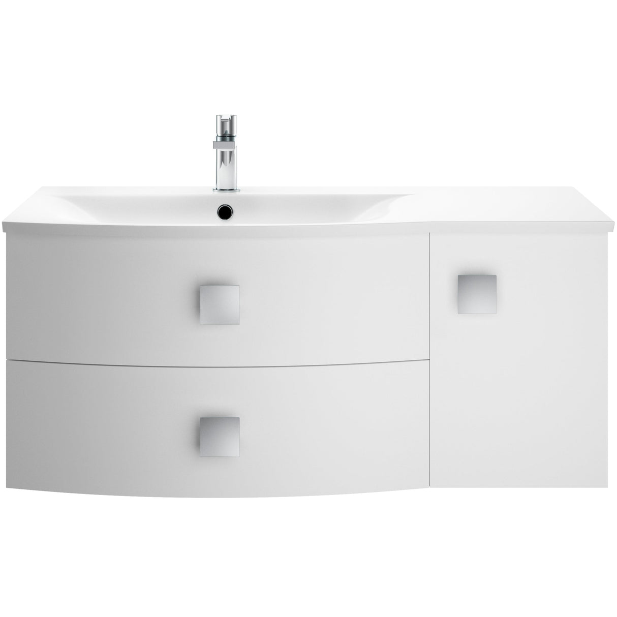 Hudson Reed Sarenna 1000mm LH Wall Hung 2 Drawer Vanity Unit, Basin & Door Moon White SAR102L