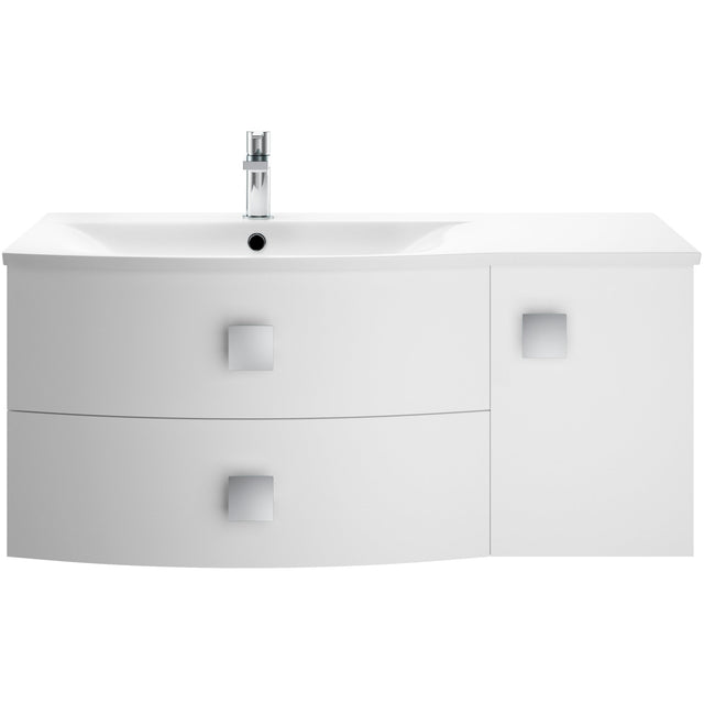 Hudson Reed Sarenna 1000mm LH Wall Hung 2 Drawer Vanity Unit, Basin & Door Moon White SAR102L