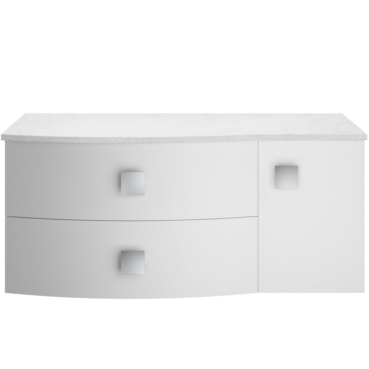 Hudson Reed Sarenna 1000mm LH Wall Hung 2 Drawer Vanity Unit & Marble Worktop, Basin & Door Moon White SAR103L