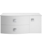 Hudson Reed Sarenna 1000mm LH Wall Hung 2 Drawer Vanity Unit & Marble Worktop, Basin & Door Moon White SAR103L