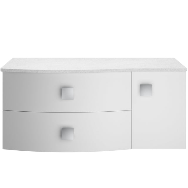 Hudson Reed Sarenna 1000mm LH Wall Hung 2 Drawer Vanity Unit & Marble Worktop, Basin & Door Moon White SAR103L