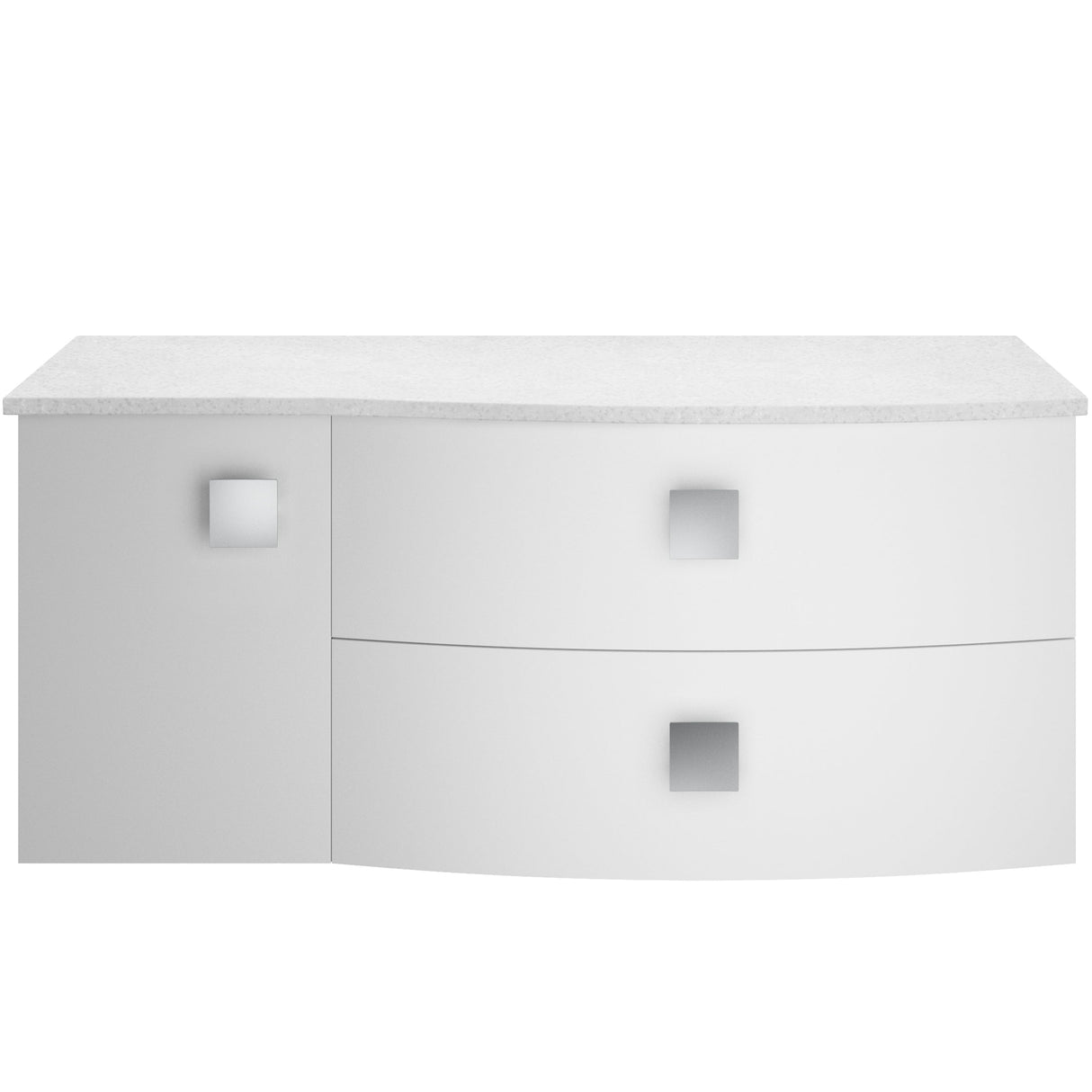 Hudson Reed Sarenna 1000mm RH Wall Hung 2 Drawer Vanity Unit & Marble Worktop, Basin & Door Moon White SAR103R